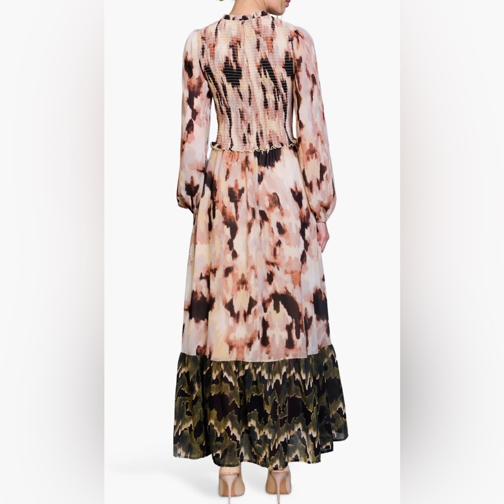 Melloday Nordstrom Chiffon Long Sleeve Maxi Dress L - Picture 3 of 7